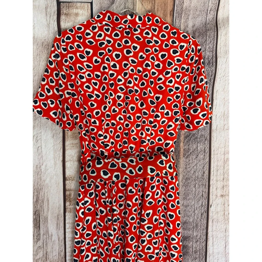 J.Crew Rudbeckia Dress‎ Heart Print Belted Shirt Valentine Whimsical Fun Size 2
